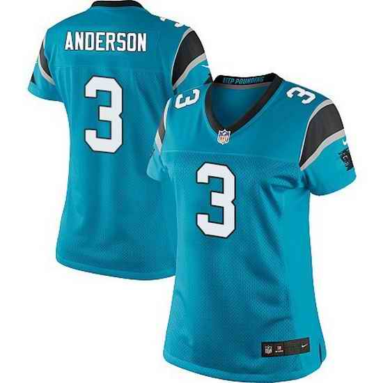Nike Panthers #3 Derek Anderson Blue Team Color Women Stitched NFL Jersey